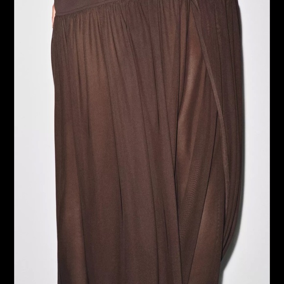 ZARA Drop Waist Halter Combination Brown Dress - Picture 4 of 11